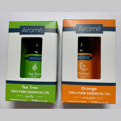 Lot Of 2 Airome 100% Pure Therapeutic Essential Oil - 1 Tea Tree 1 Orange 15ml