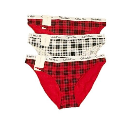 3 Pair Calvin Klein Women’s Carousel Bikini Panty D1618- 2 Red/ 1 White- Medium