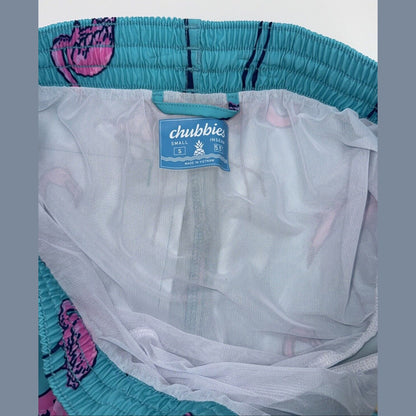 $70 Chubbies The Beach Retreat 5.5" Inseam Swim Trunks-Aqua/Pink -Small -New Tag