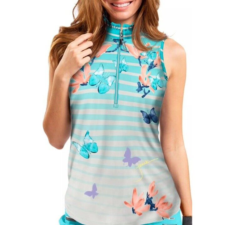 Jamie Sadock Women’s Sleeveless Golf Shirt - Papillion Print- Small - Retail $93