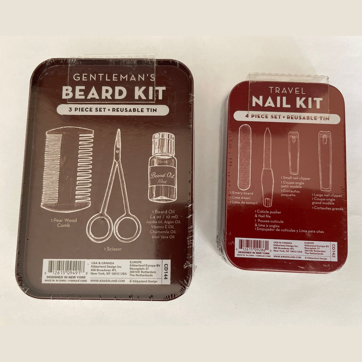 Lot Of 2 Kikkerland (1) Gentlemens Beard Kit (1) Nail Kit - Great Christmas Gift