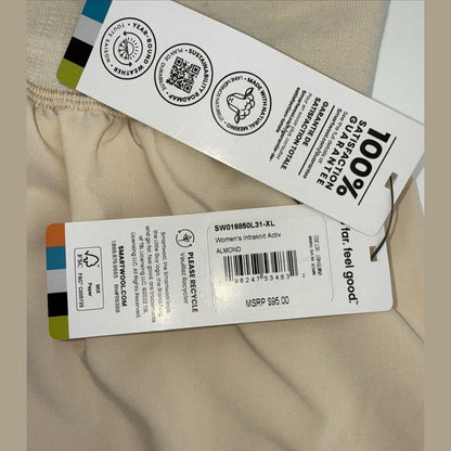$95 SmartWool Women’s Intraknit Active Lined Shorts Merino Wool-Almond-XLarge