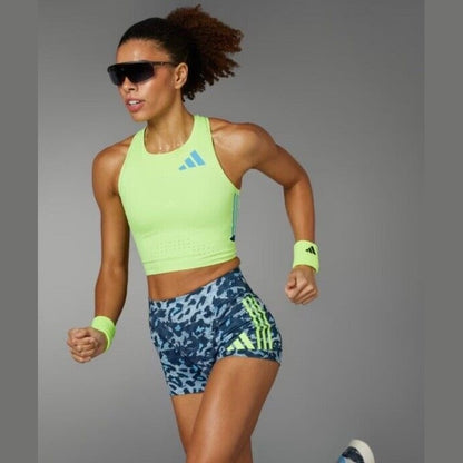 $85 Adidas Women Adizero Booty Elite Running tights shorts IT5775- Blue- Medium