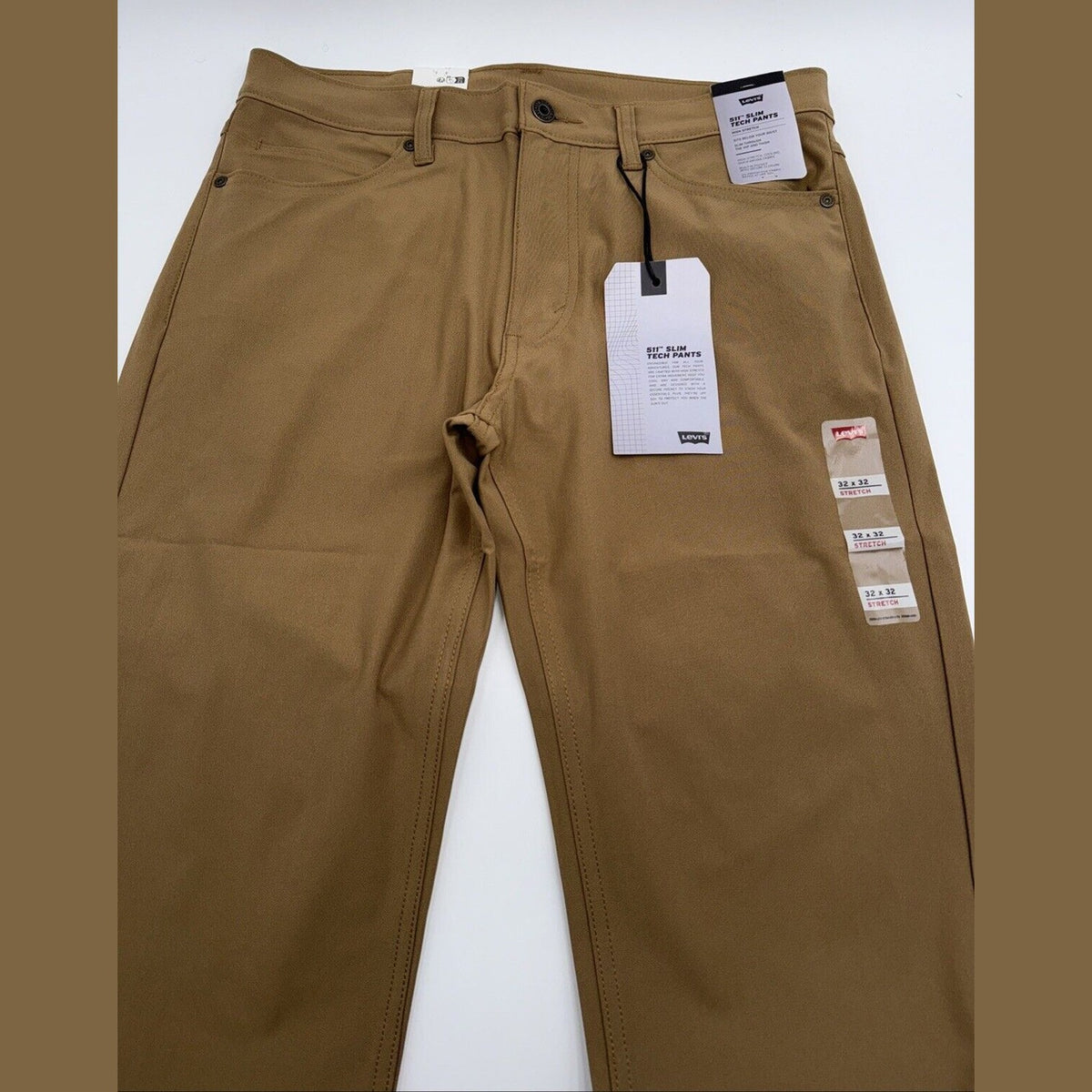 $70 Levi's Men's 511 Slim Tech Pants Stretch A92130010- Tan - 32W 32L - New Tag