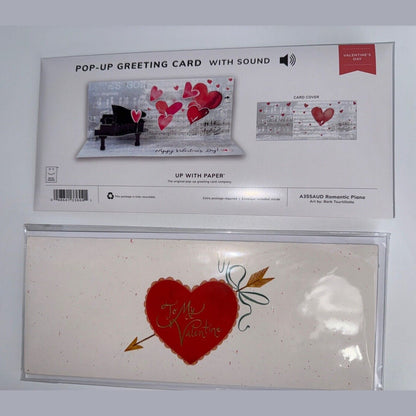 Lot Of 2 Up With Paper Valentine’s Day Cards Love Piano With Sound,Heart Pop-up