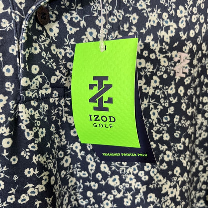 IZOD Men's Micro Print Golf Polo Shirt- Navy Blazer - Large - New Tags $65