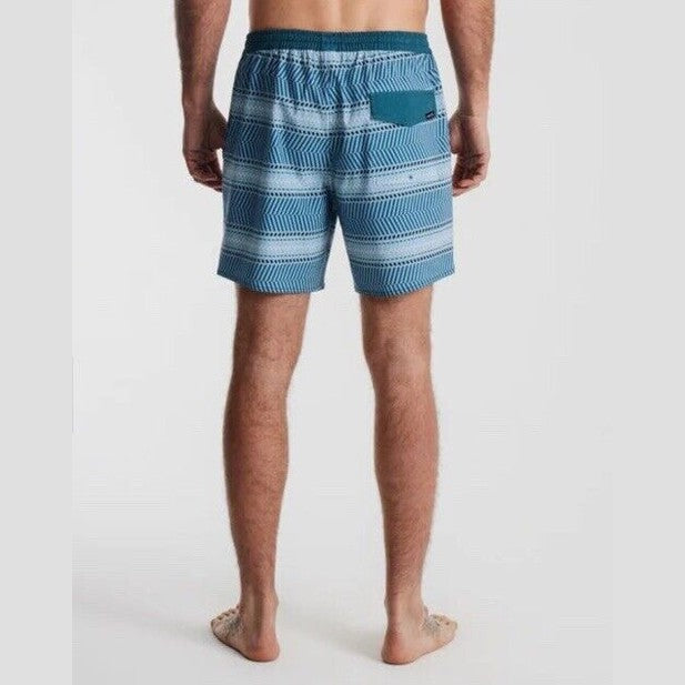 $66 Roark Men’s Shorey 16” Elastic Waist Trunks-Herringbone Cosmica-Large-New