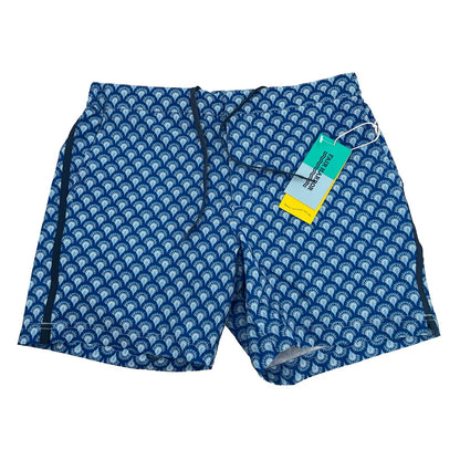 $89 FAIR HARBOR Men’s Sextant Swim Trunk Inner Lined Shorts-Blue Deco-Size: 32W