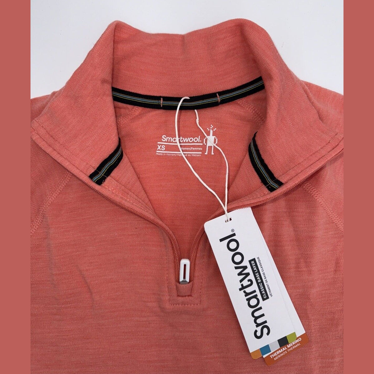 $115 Smartwool Women’s 1/4 Zip Thermal Pullover Merino Wool-Sunset Coral -XSmall