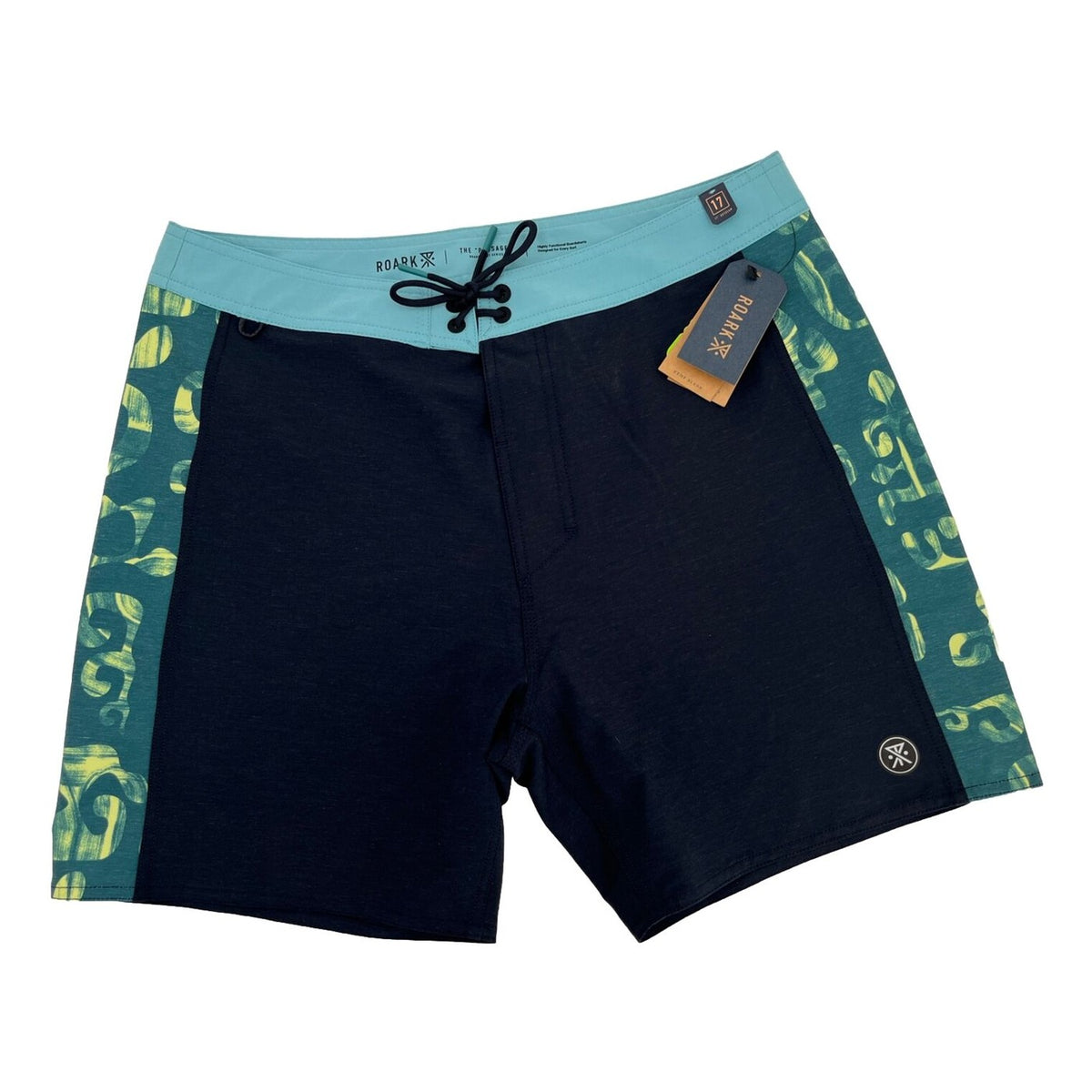 $69 Roark Men’s Passage Panel Batik 17” Boardshorts-D.Navy Black -Size: 34W-New