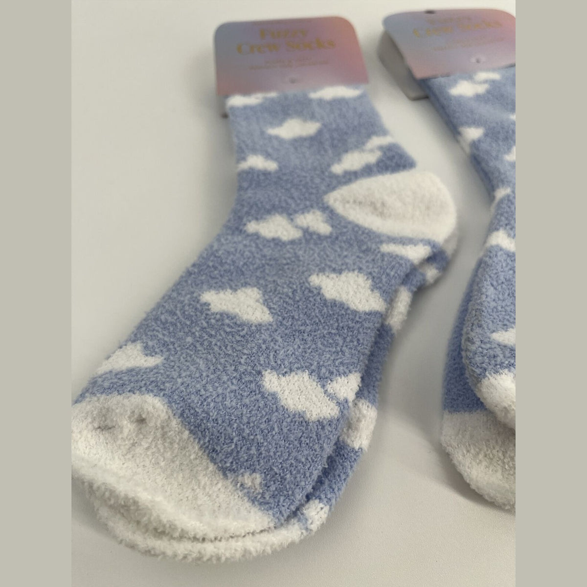 Paper Source Women's Casual Fuzzy Soft Lounging Socks- Blue/White- One Size Fits