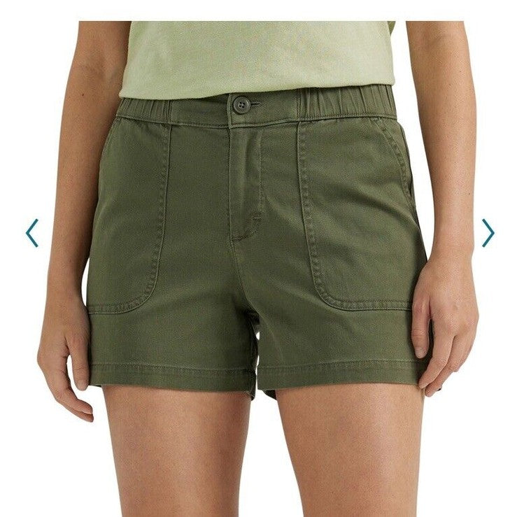 Lee Women's Ultra Lux High-Rise Pull-on Utility Shorts-Olive Night-6 Medium-New