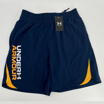 $45 Under Armour Men’s UA Elevated Woven Graphic Shorts-Academy Blue-Small -New