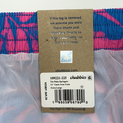 $70 Chubbies The Palm Springers 5.5" Inseam Swim Trunks-Pink/Blue-XLarge-New Tag