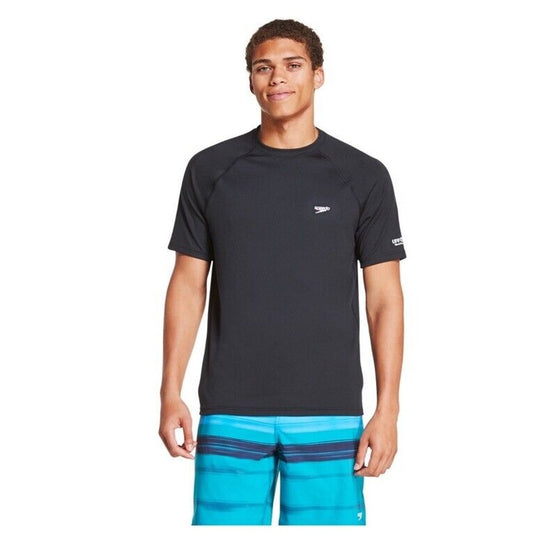 Speedo Men’s Quick Dry Short Sleeve Swim Shirt -Black - Medium-New Tags $39.50