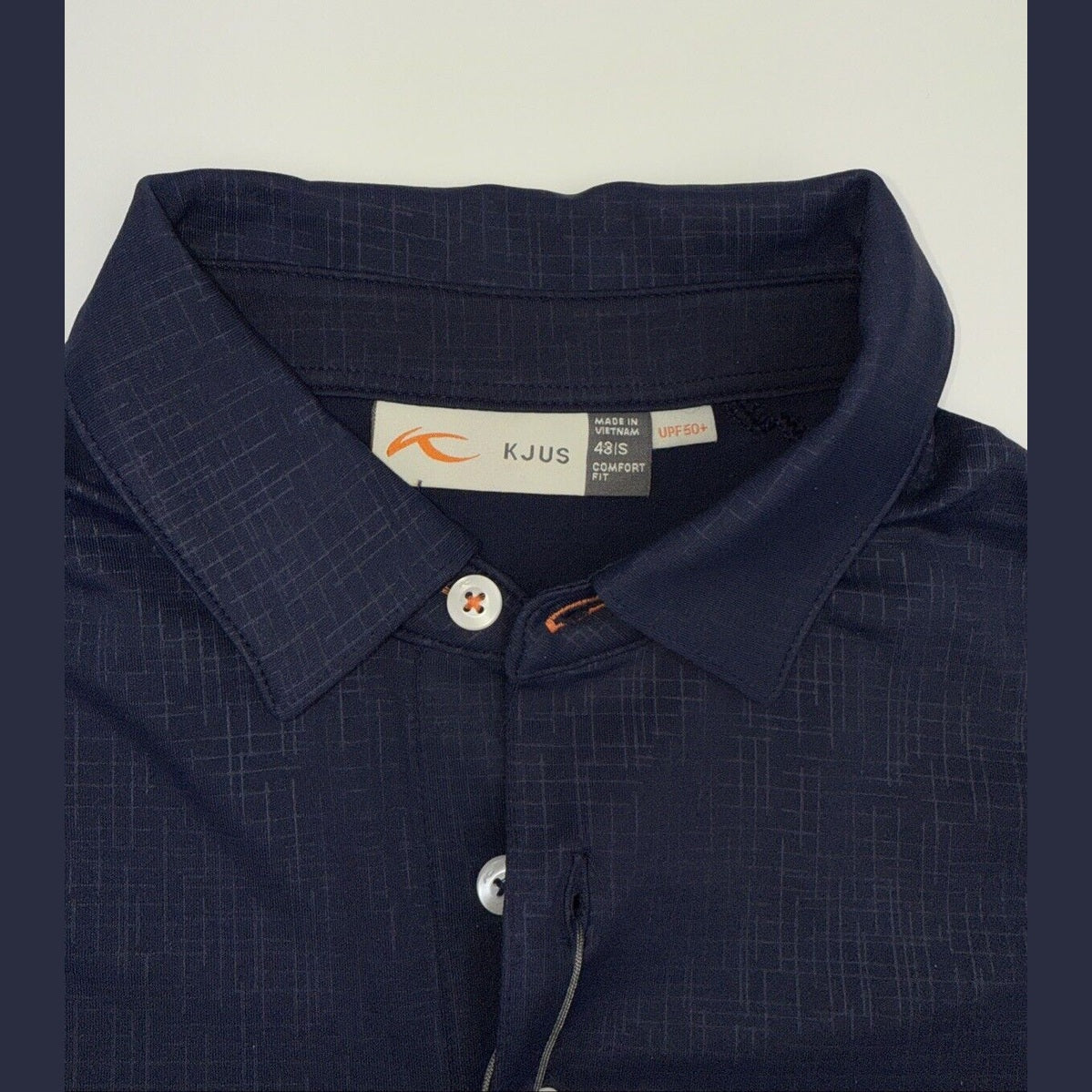 $109 Kjus Men’s Motion Golf Polo Embossed Performance Shirt-Navy-Size: 48/Small