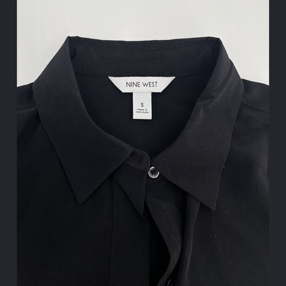 $40 Nine West Women’s Oversized Long Sleeve Button Shirt - Black- Small- New Tag