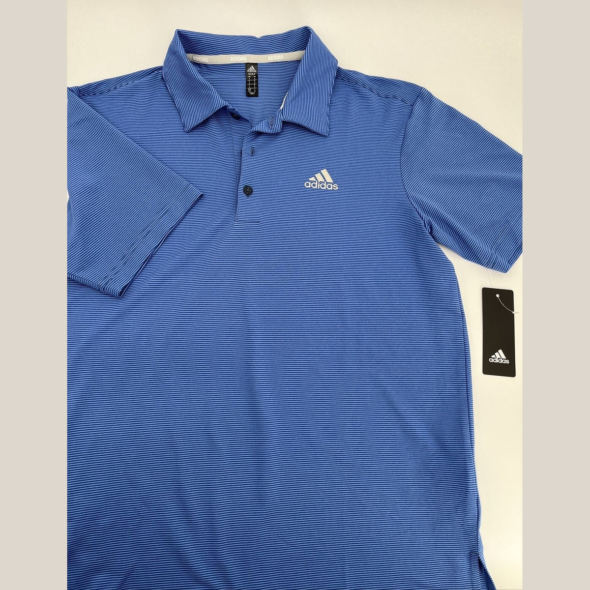 $65 Adidas Men’s Ottoman Pencil Stripe Polo Shirt ADVR0875-Crew Blue-Small-New