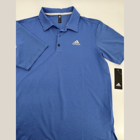 $65 Adidas Men’s Ottoman Pencil Stripe Polo Shirt ADVR0875-Crew Blue-Small-New