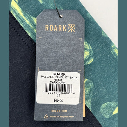 $69 Roark Men’s Passage Panel Batik 17” Boardshorts-D.Navy Black -Size: 33W-New
