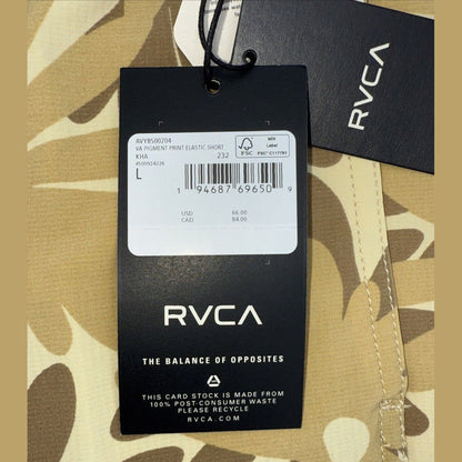 $66 RVCA Men’s Va Pigment 17" Print Shorts- Khaki Beige- Large -New