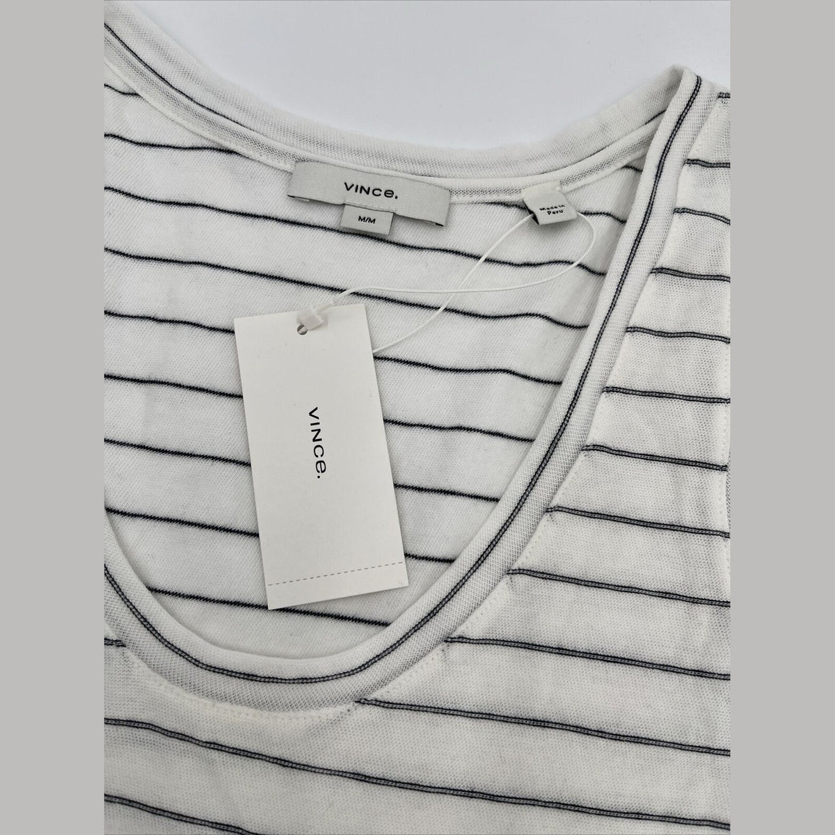 $80 *New* Vince Easy Scoop Neck Striped Tank Top- Off White- Medium-New Tag