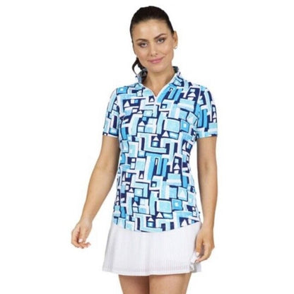 $95 IBKUL Women’s Zip Mock Neck Short Sleeve- Jennifer Turquoise-Small-New Tag