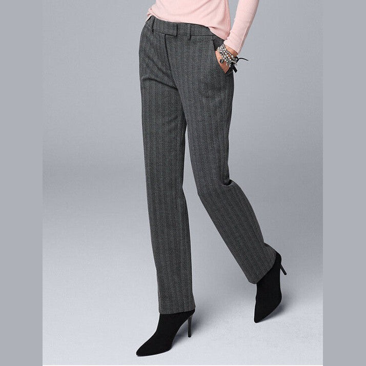 Simply Vera Wang Women’s High Rise Slim Straight Twill Pants- Grey-Size: 2- New