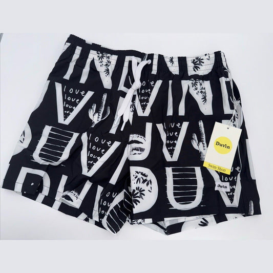 $65 Duvin Design Men's Cactus Swim Trunk Shorts - Black/White - Size: Large -NEW