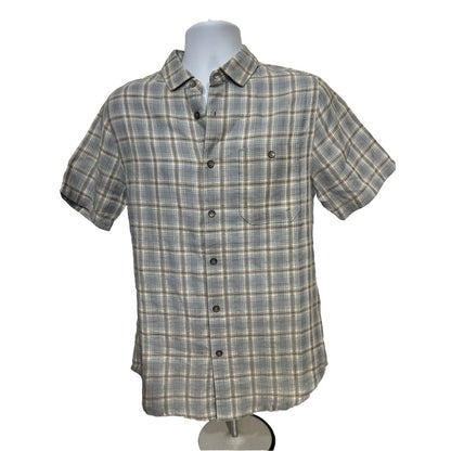 $85 Jeremiah Men’s Woven Short Sleeve Button Up Shirt Check-Light Blue-Small-New