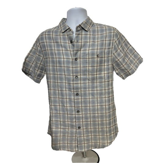 $85 Jeremiah Men’s Woven Short Sleeve Button Up Shirt Check-Light Blue-Small-New