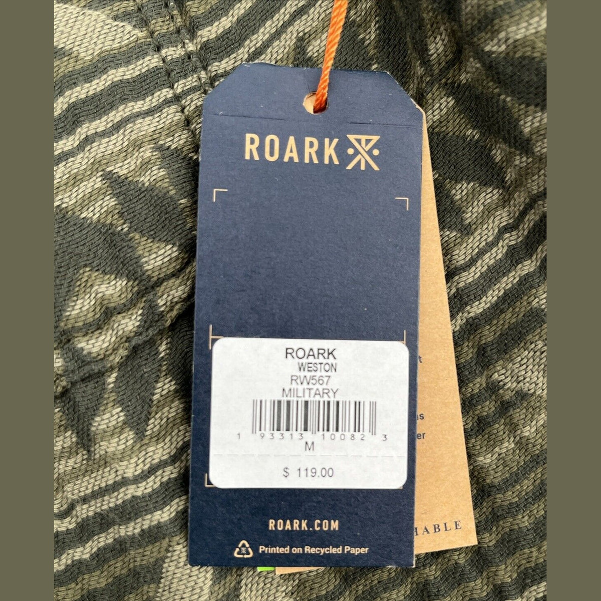 $119 Roark Men’s Weston Long Sleeve Button Up Jacquard Shirt-Military-Medium