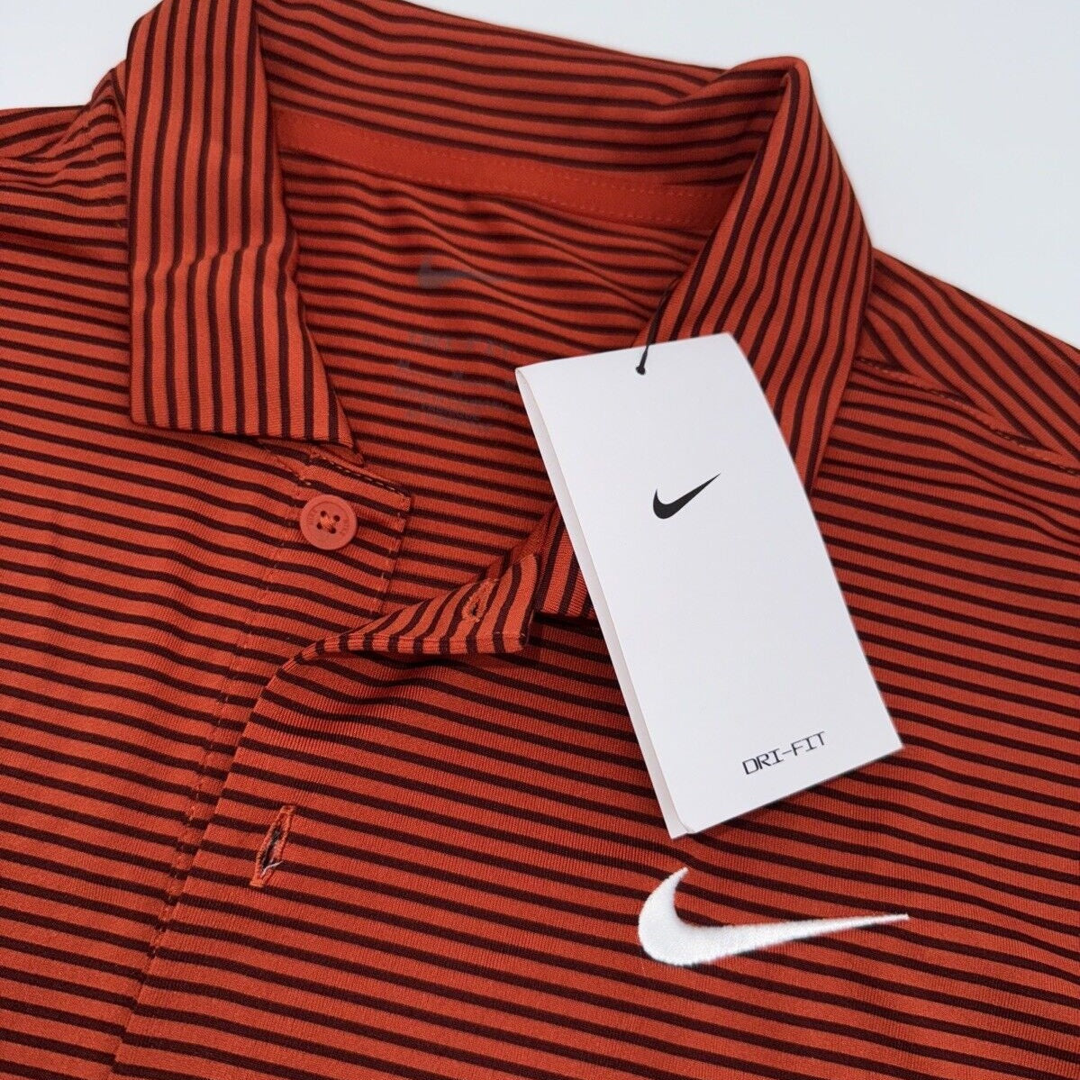 $55 Nike Men’s Dri-Fit Polo Core Striped Golf Tennis Shirt- Rust - Medium -New