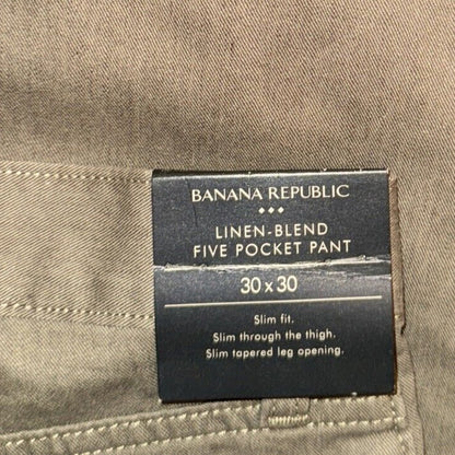 Banana Republic Men’s Linen Blend Five Pocket Pants-Desert- 30W 30L