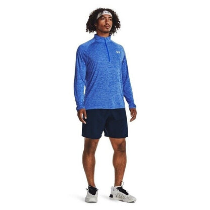 $45 Under Armour Men’s Technical Textured Half Zip Performance Shirt-Blue-Small