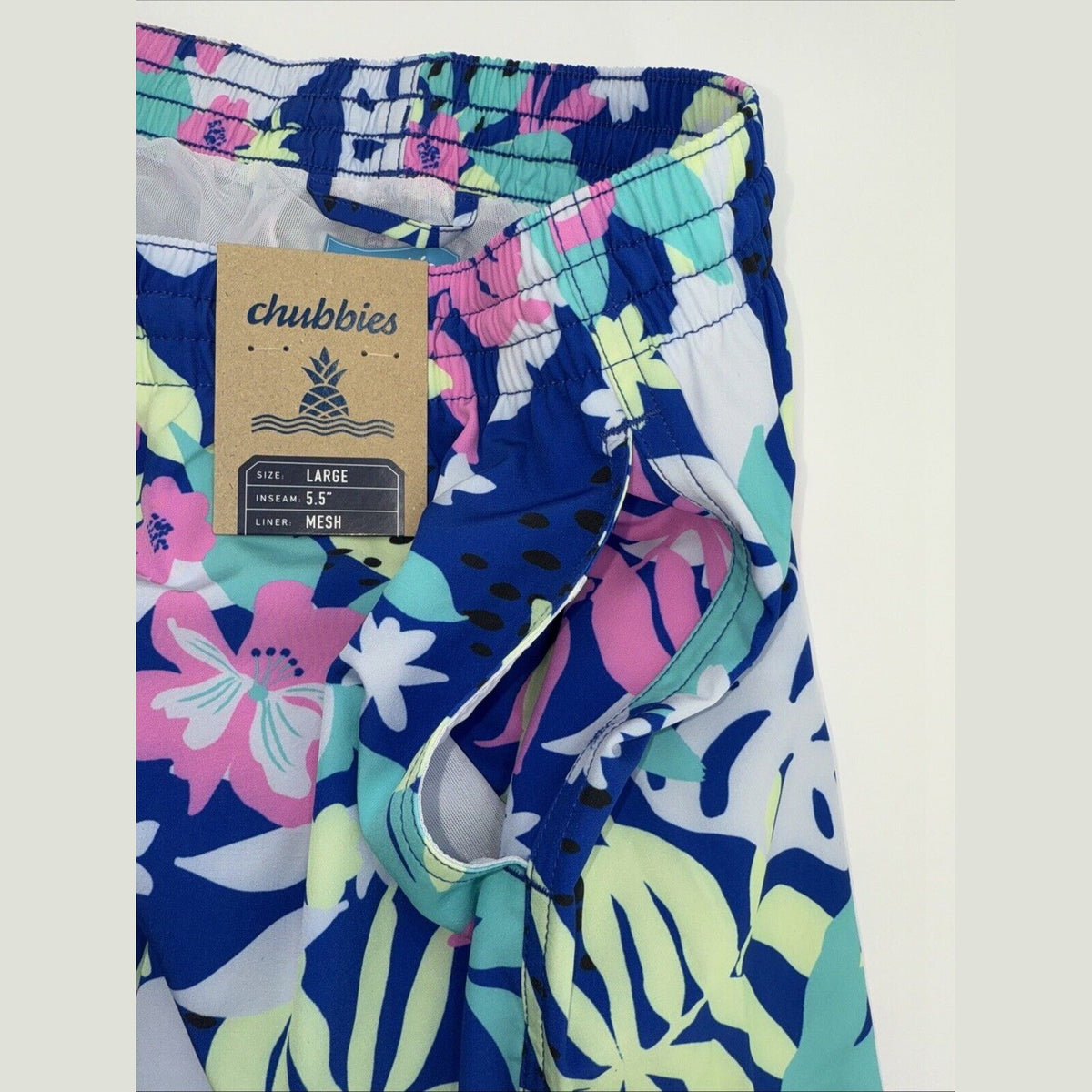 $70 Chubbies The Floral Surprise 5.5" Inseam Swim Trunks- Multi - Large -New Tag