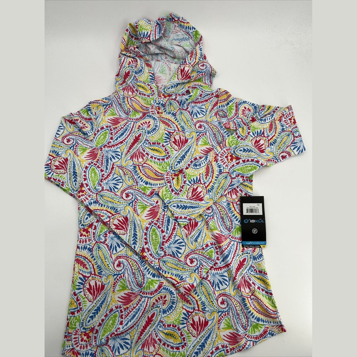 $110 IBKUL Women’s Massie Print Long Sleeve Hoody -Watermelon Multi-Small-New