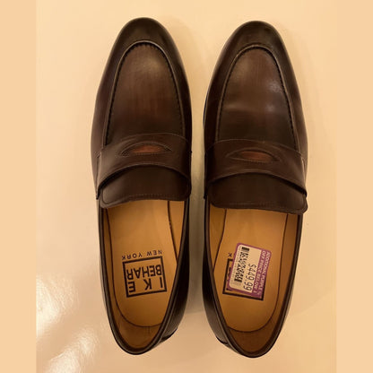 Ike Behar Trey Leather Loafers, Men's Size 8.5M- Brown NEW MSRP $450