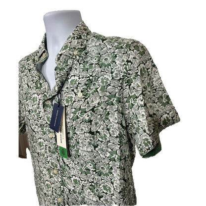$59 Report Collection Men’s Tropical Print Short Sleeve Button Down-Green-Small