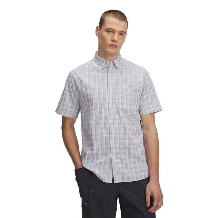 $55 Under Armour Men's Plaid UA Tide Chaser 2.0 Button Front Shirt-Grey-Medium