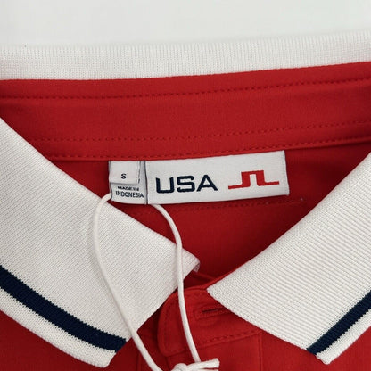 $75 J. Lindeberg Men’s Timeo Regular FIt Golf Polo -Red Flame Scarlet-Small-New
