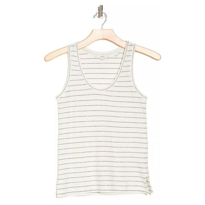 $80 *New* Vince Easy Scoop Neck Striped Tank Top- Off White- Medium-New Tag