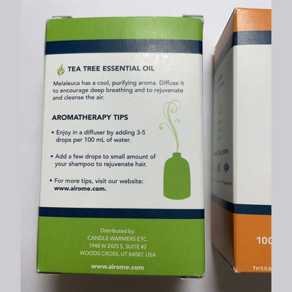Lot Of 2 Airome 100% Pure Therapeutic Essential Oil - 1 Tea Tree 1 Orange 15ml