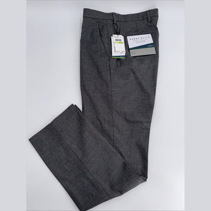 $95 Perry Ellis Men's Slim-Fit Flat Front Dress Pants - Alloy Grey-30W 30L-New