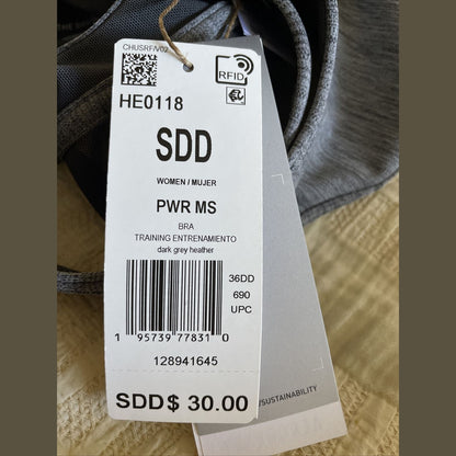 Adidas Powerreact Training Medium-Support Bra Women's - Grey - SDD - New $30