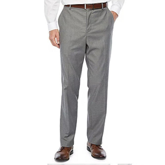 JF J Ferrar Men's Slim Fit Dress Pants Slacks Flat Front-Med Gray -29W 30L-New