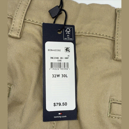 $80 Tommy Hilfiger Men The Flex Chino Cotton Casual Pants - Sand Beige-32W 30L