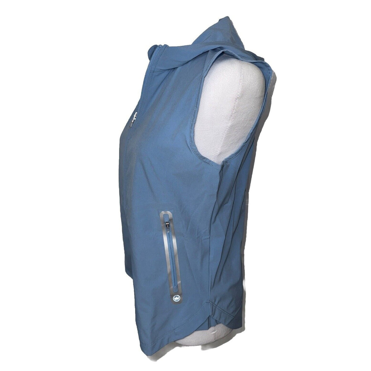 $145 Peter Millar Women’s Jameson Flex Adapt Full-Zip Hooded Vest-Blue-Medium