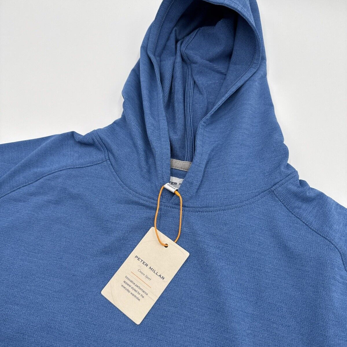 $200 Peter Millar Men’s Pine Performance Hoodie Pullover-Starboard Blue-Small