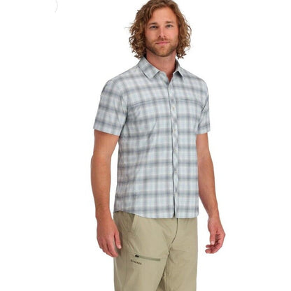 $94 Simms Men’s Stone Cold Short Sleeve Shirt - Steel Blue Plaid-Small- New Tag
